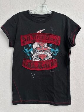 Hard Rock Cafe Rome All You Need Is Rock Jr Tee Black Womens Large